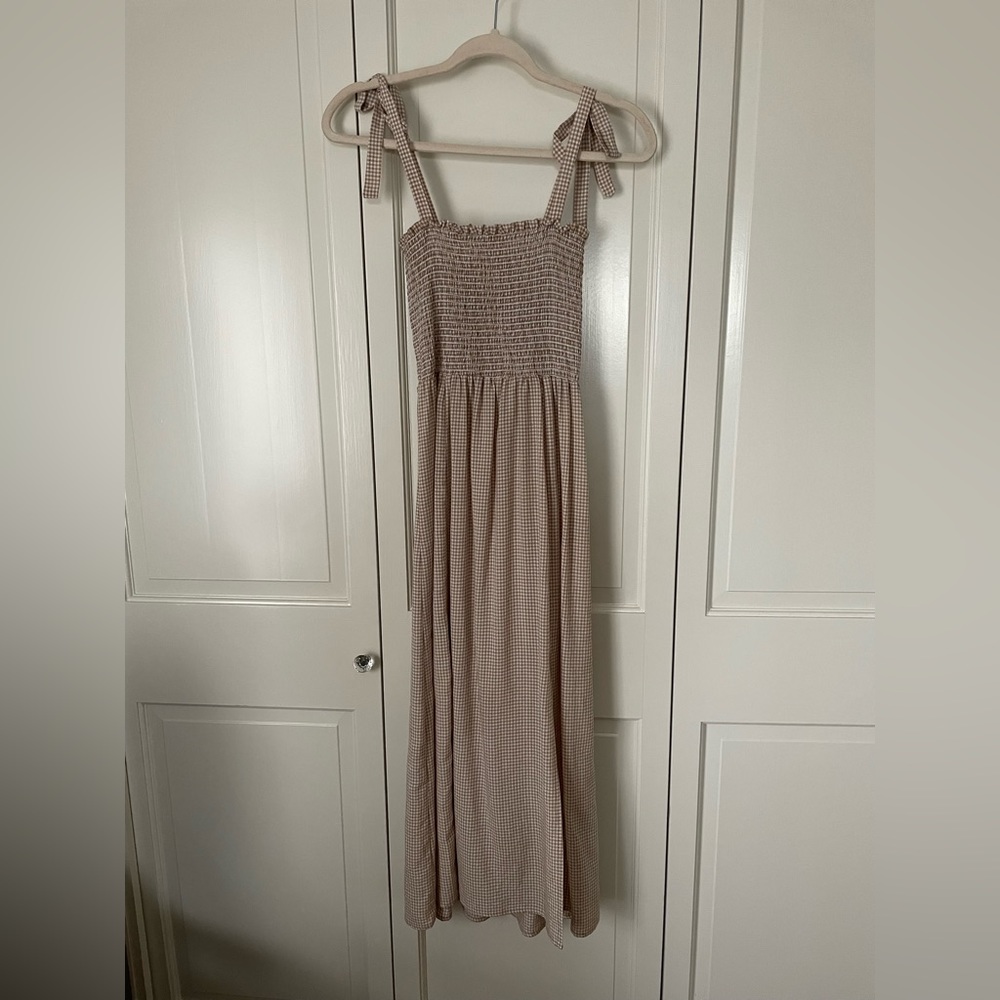 Whimsy and Row Beige Gingham Dress